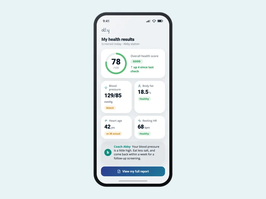 Health results on a phone
